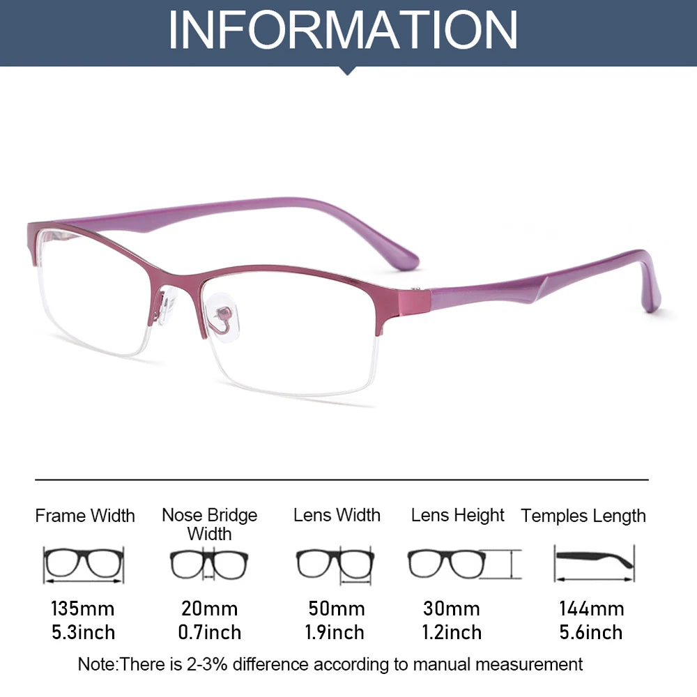 Women Half Frame Optical Computer Goggles Short-sighted Eyewear