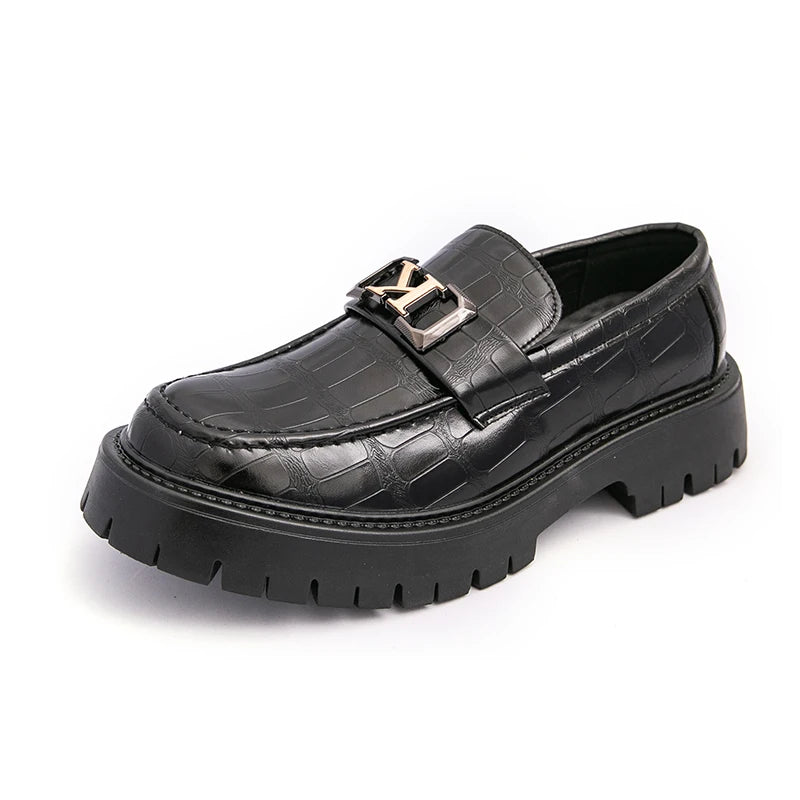 New Platform Men Shoes Slip on Dress Shoes Thick Bottom Loafers