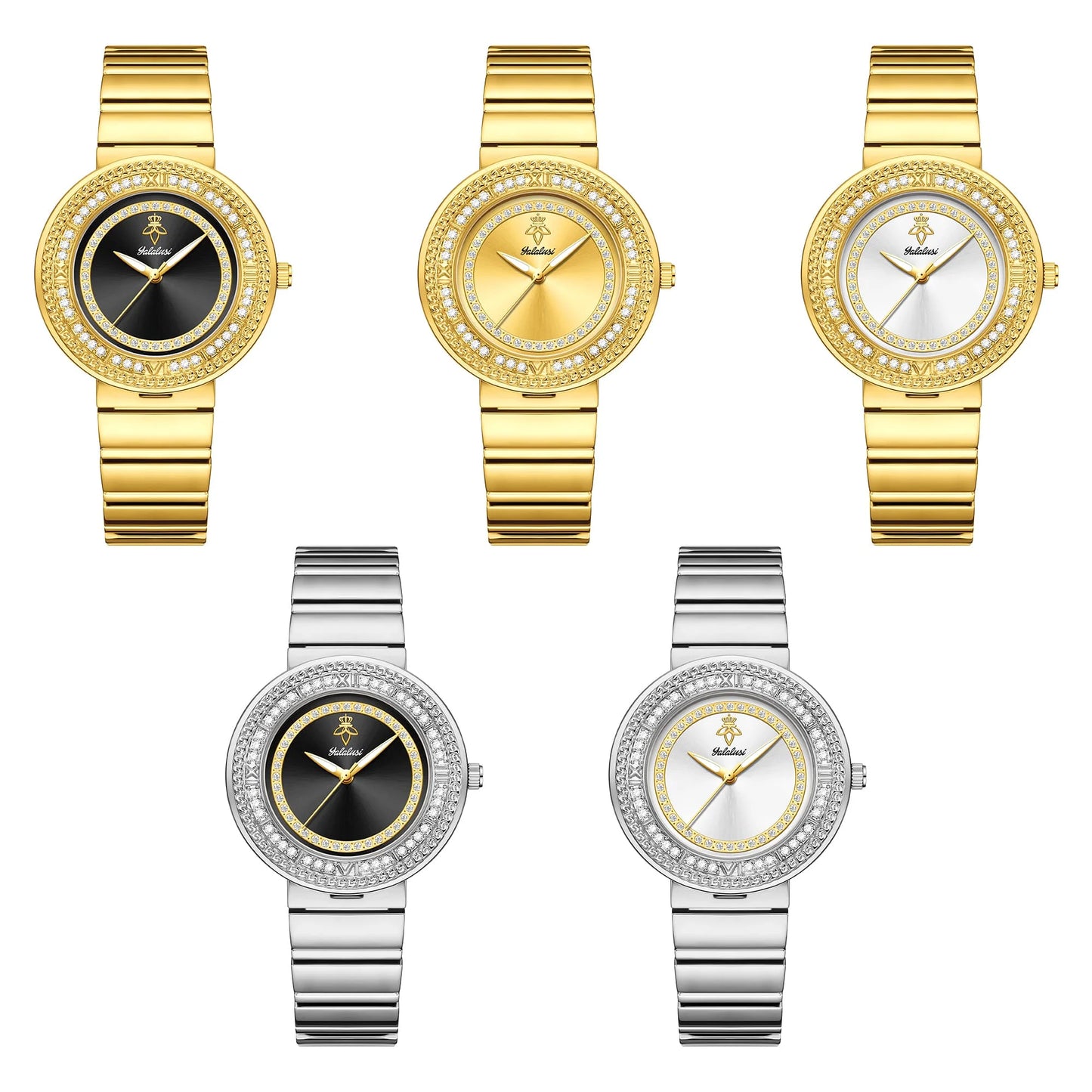 Luxury Diamond-Set Bracelet Watches Quartz Water-Resistant