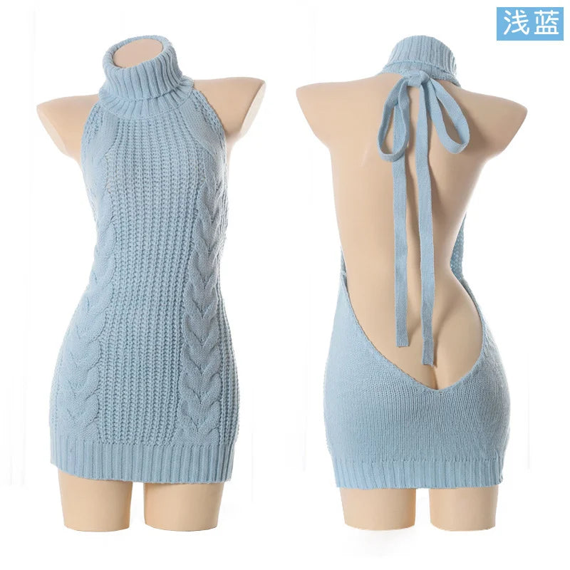 Sexy shoulder And Bra Exposure Cosplay Women's Knitwear