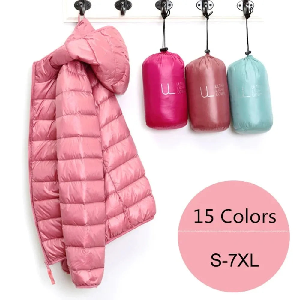 Women Puffer Jacket Ultra Light Weight Packable Hooded Down Coats