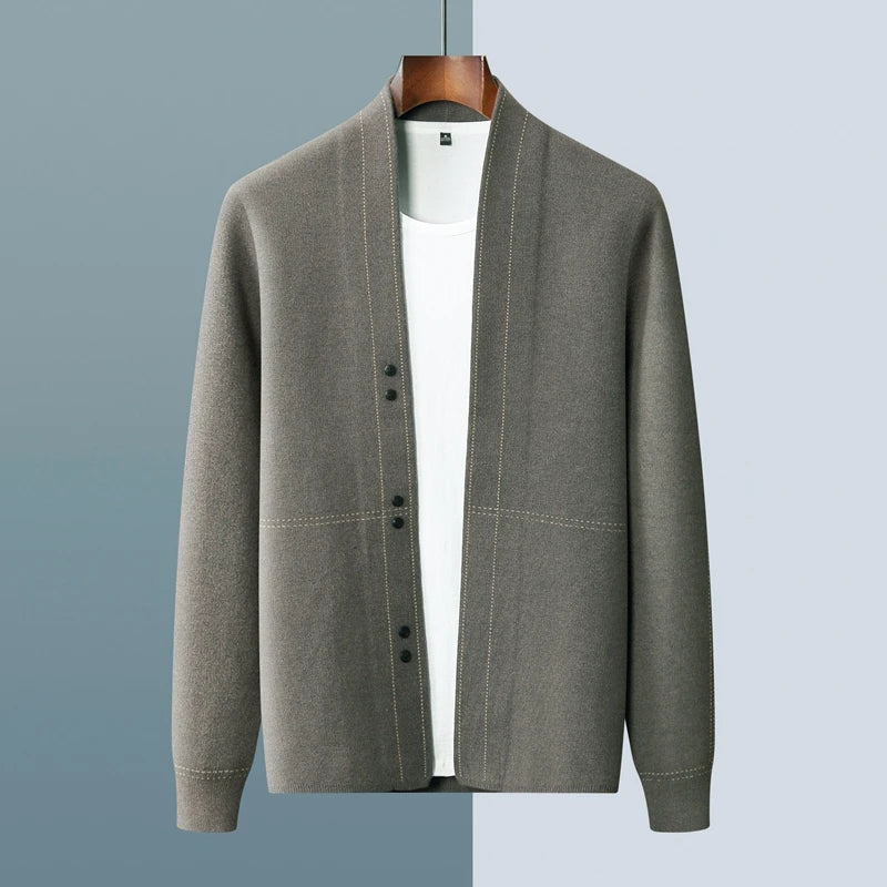 Men's Wool Cardigan Jacket Knitted Outer Cashmere Sweater