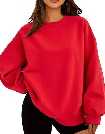 Women's Solid Color Sweatshirt Casual Long Sleeve Crew Neck Pullover