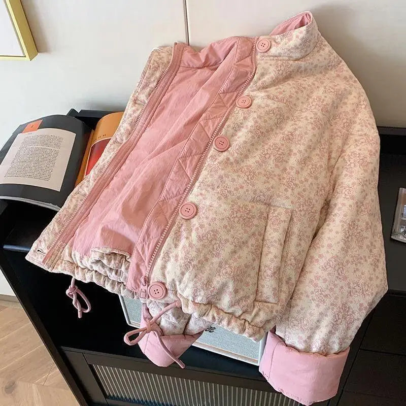 Women's Coat winter autumn Jacket Outerwear Warm Fleece Lined  Floral  Coat