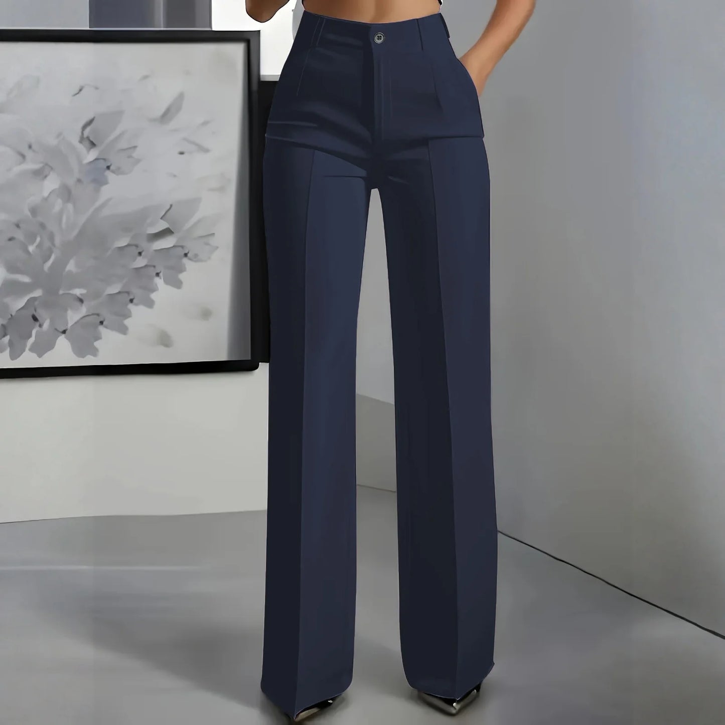 Women's High Waist Pants Drapey Straight-Leg Minimalist Blazer Pants