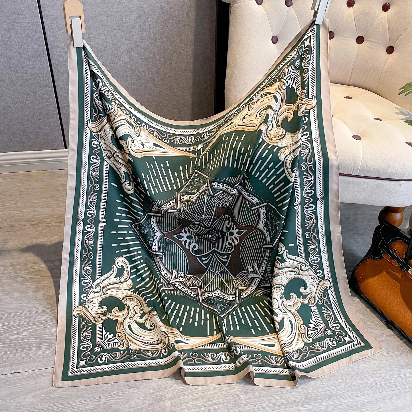 Silk Scarves Women Print Twill Square Head Shawl Bandanna