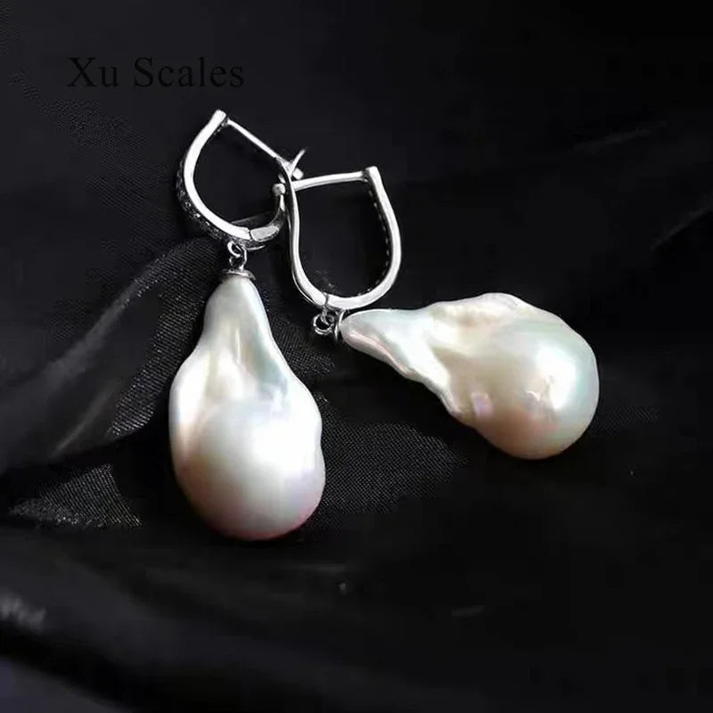 Natural Fresh Water Irregular Shape Baroque Pearl Earrings