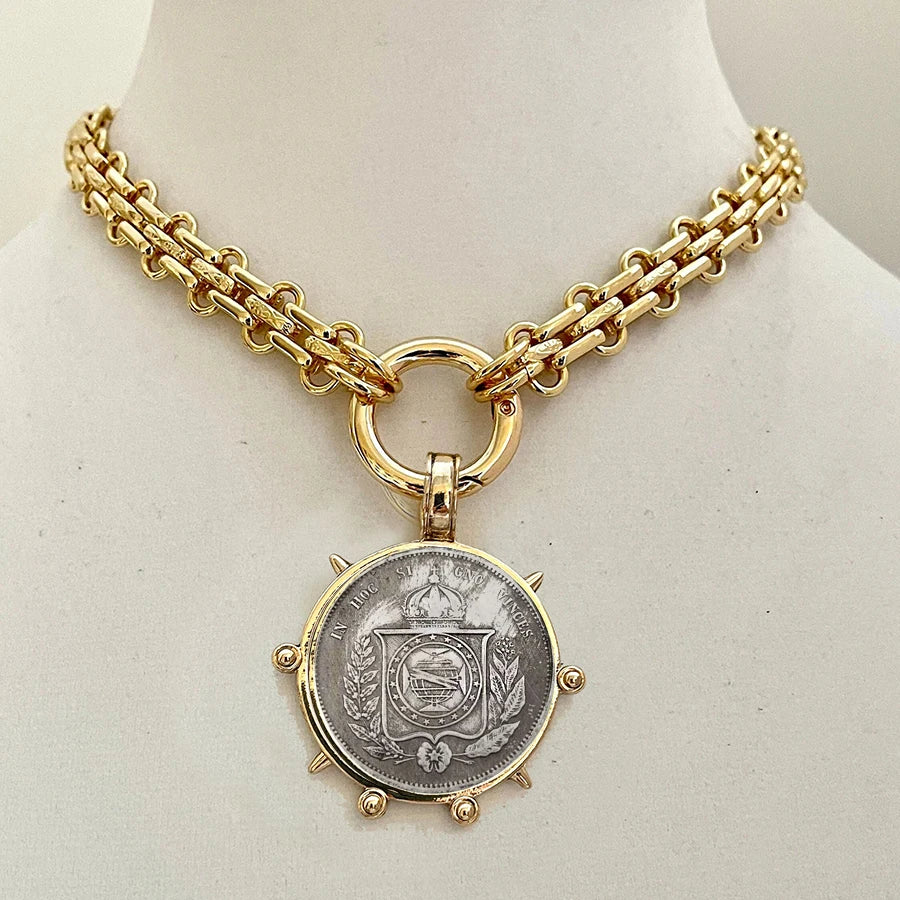 Vintage Round Charm Layered Necklace Women's Jewelry