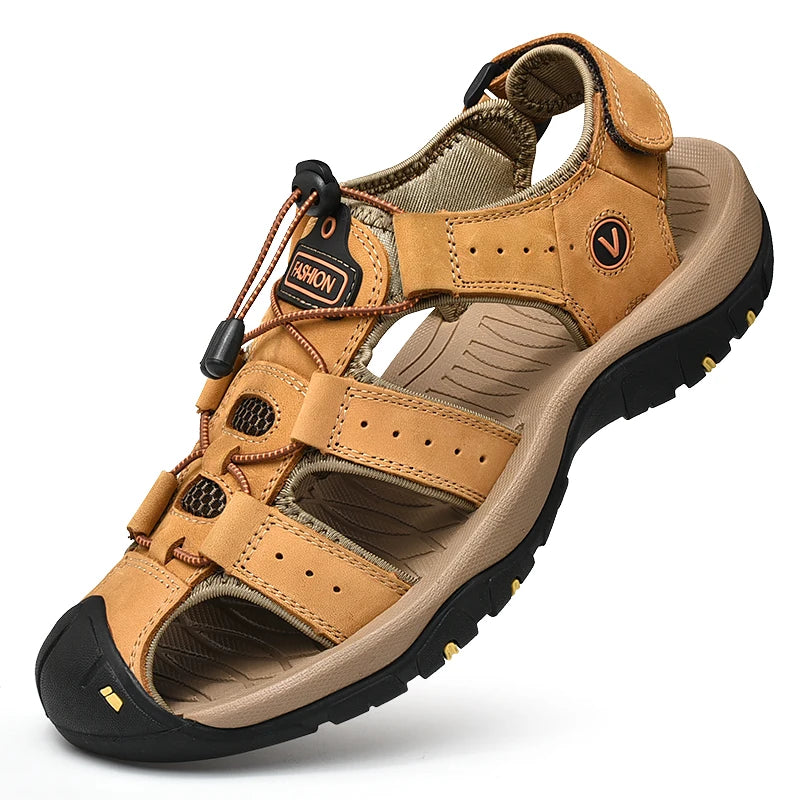Summer Men Sandals Genuine Leather Mens Casual Shoes