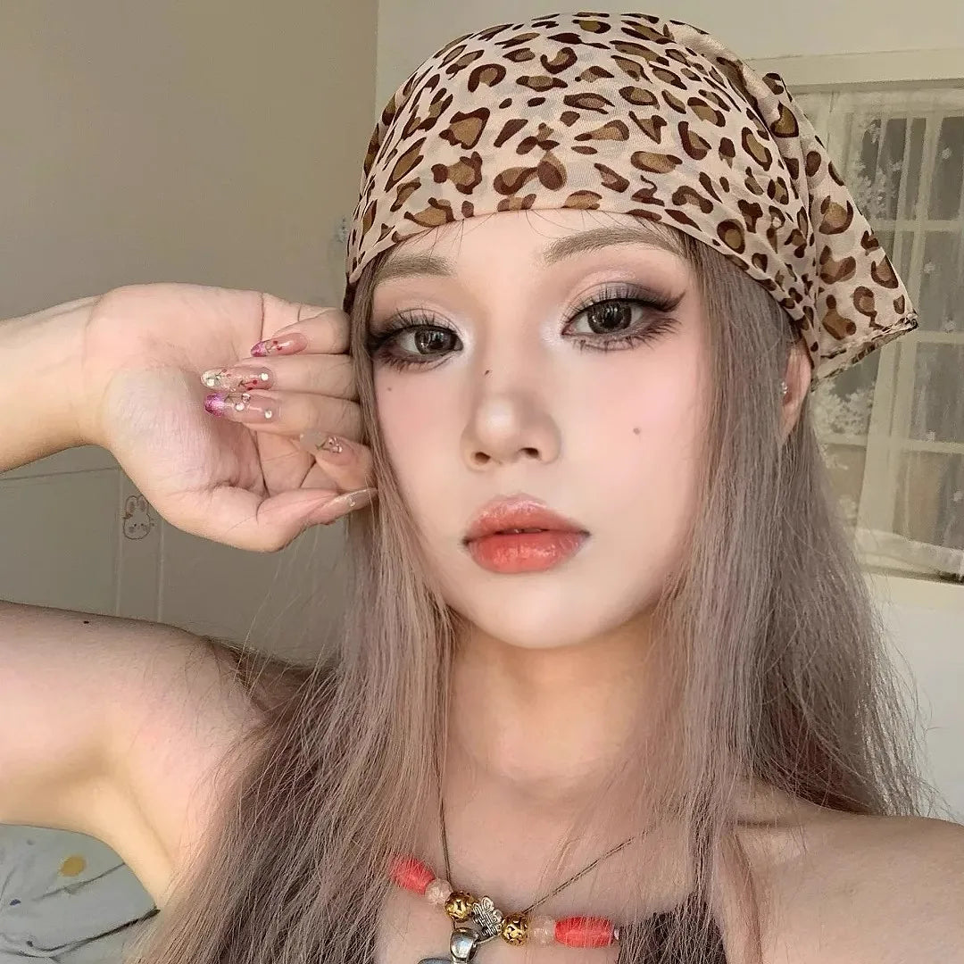 Vintage Leopard Print Square Scarf Women