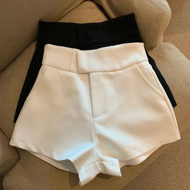 Women Mooyufon Black Shorts  Slim Casual Straight Pants