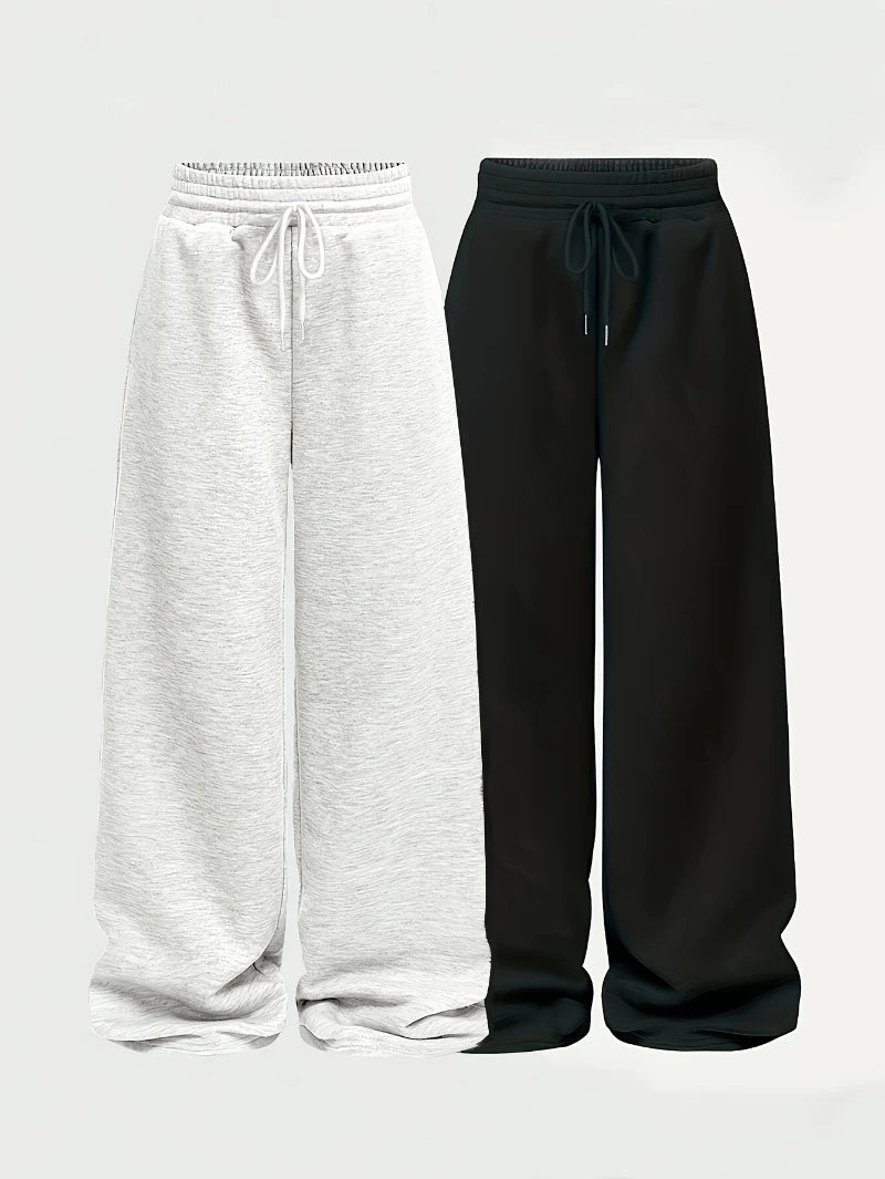Casual Pants for Women: Simple Front-Tie Loose Fit Wide-Leg Trousers