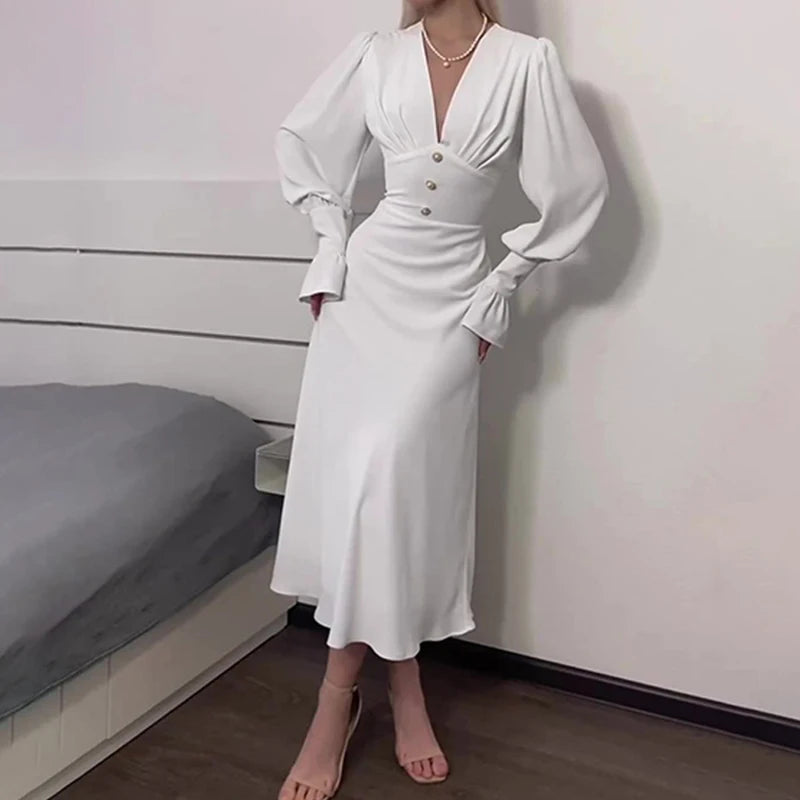 Deep V-neck Chiffon Party Dress