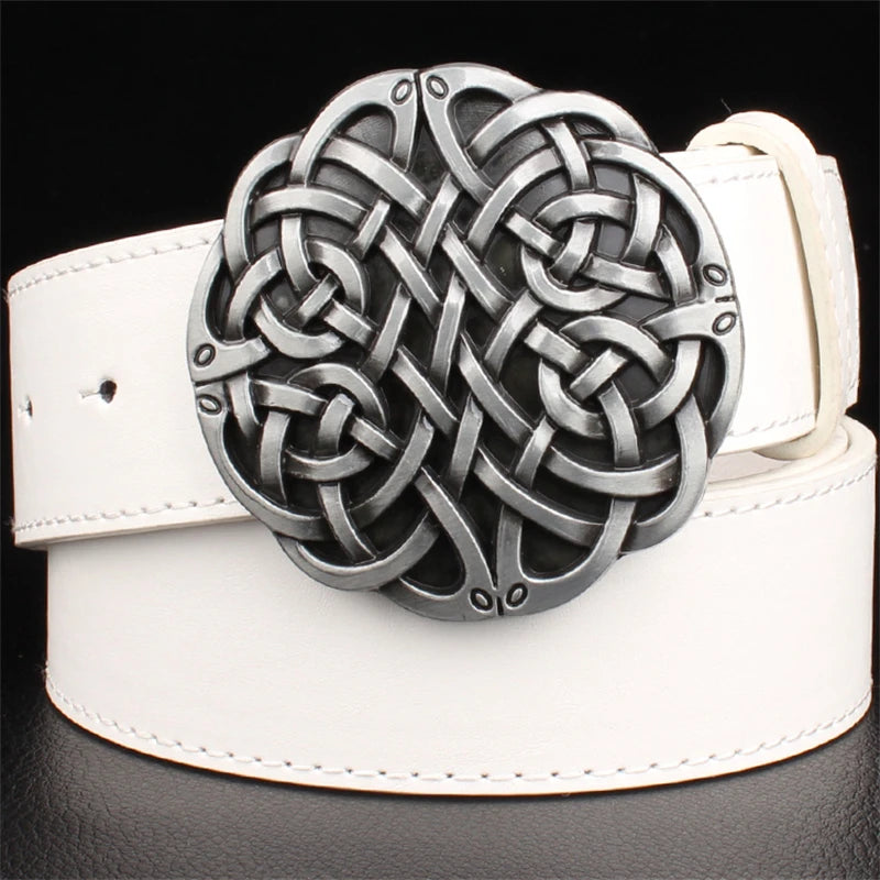 Fashion Leather Belts Big Metal Buckle Celtic Knot