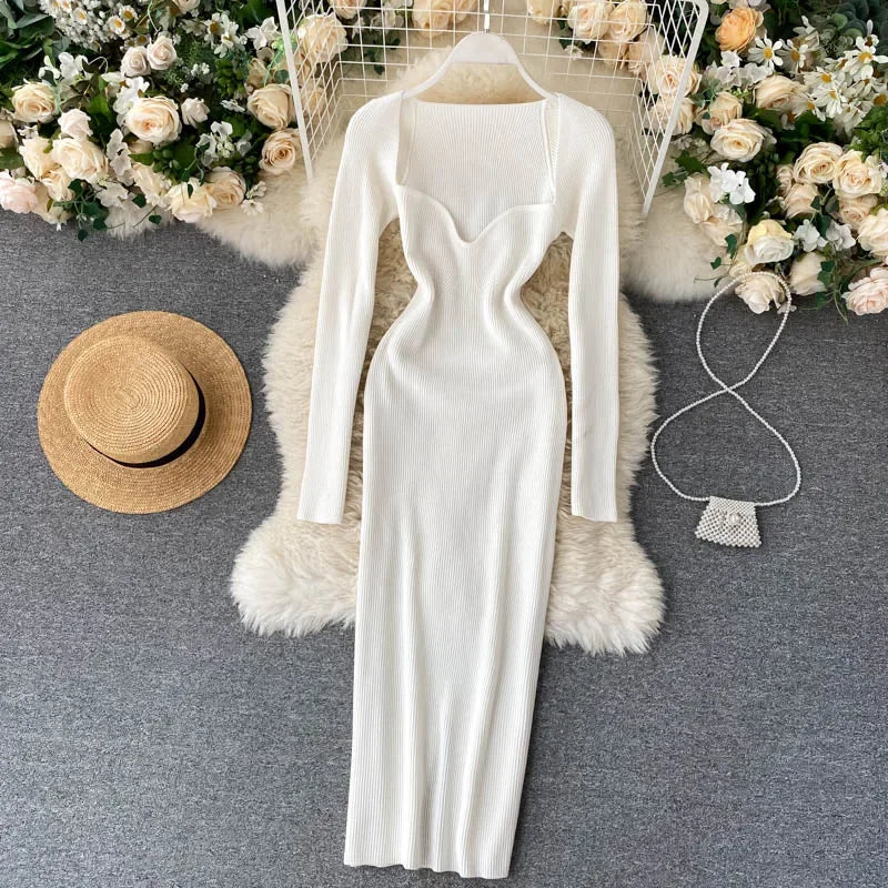 Sexy Strapless Ribbed Knitted Bodycon Dress