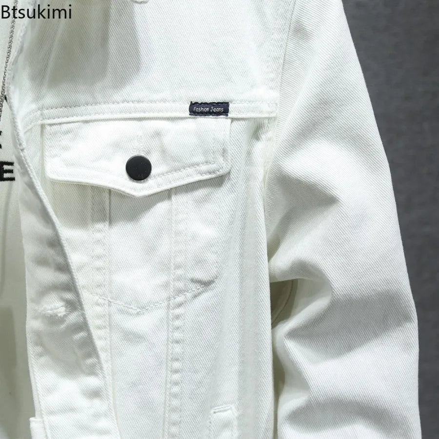 Men's Cargo Denim Jacket  Couple Cotton Casual Outerwear