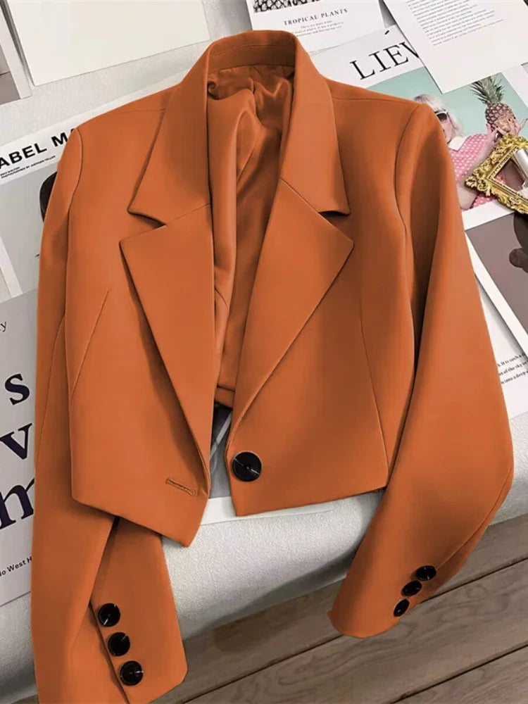 Women Blazer  Short Jacket Chic Elegant Outerwear