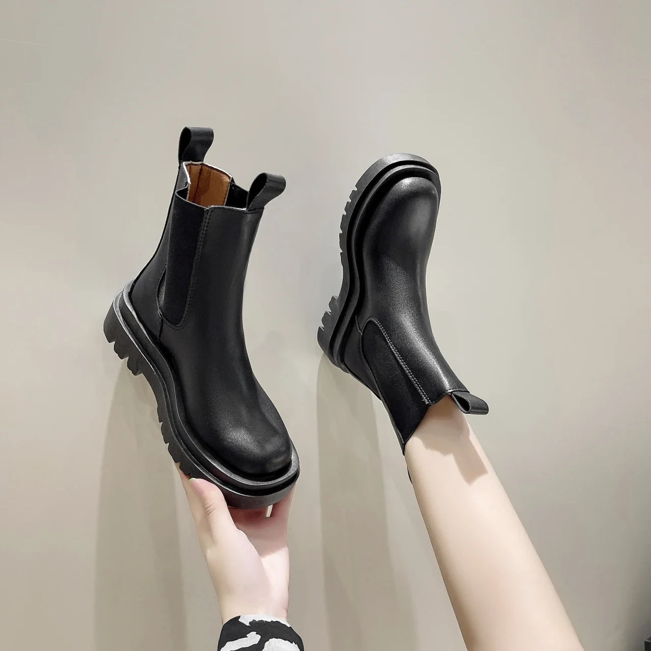Women Boots Hot Luxury Thick Sole Chelsea Boots