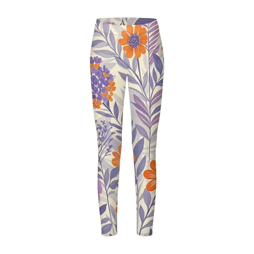 Women's High-Waisted Leggings with Botanical Print