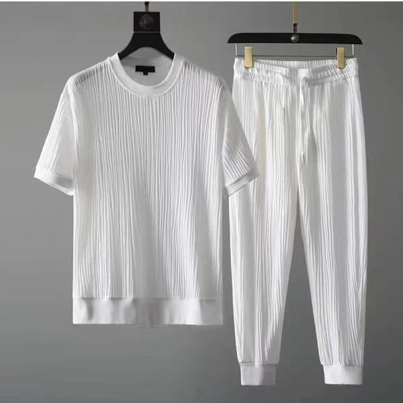 New Men's Set Fashion Versatile Half Sleeve