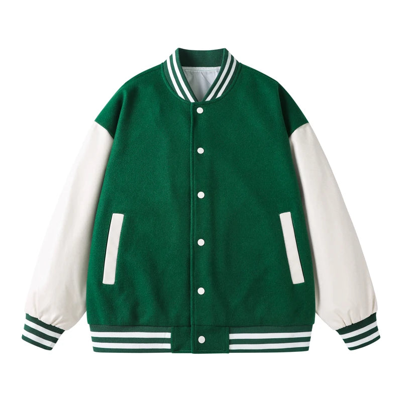 Varsity Jackets Button Leather Sleeve Men Custom Logo