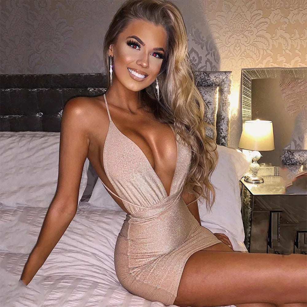 Sexy Sparkle Jumpsuit Glitter Backless Party Club Rompers