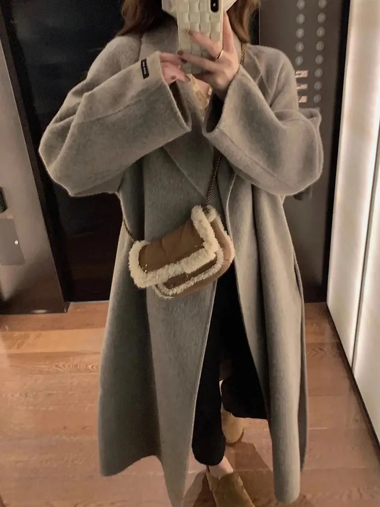 Women's Overcoat Loose Medium Long Double-sided Woolen Trenchcoat