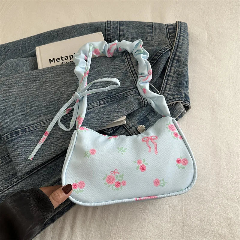 Women's Bags 2025 Summer Nylon Pleated Handbags Armpit Bag