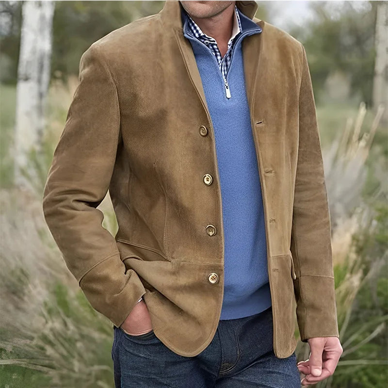 Men Jackets Turn Down Collar Full Sleeve Single Breasted Jacket