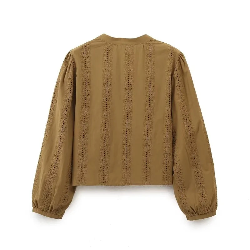 Embroidery Blouses For Lady Fashion Vintage Blouse