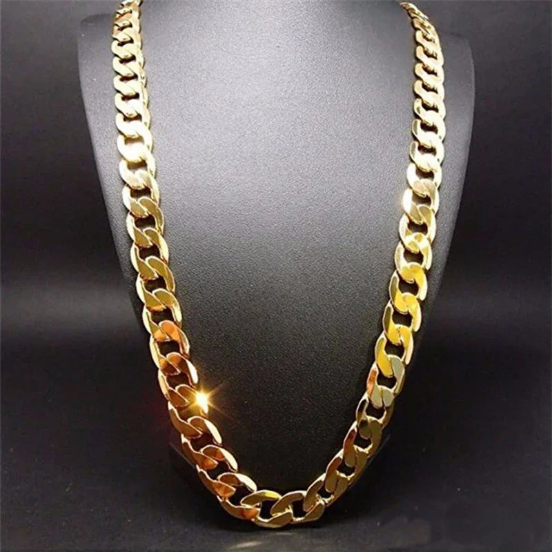 Pure Gold Color Chain Jewelry, Chapado  Ouro 10mm Chain For Men
