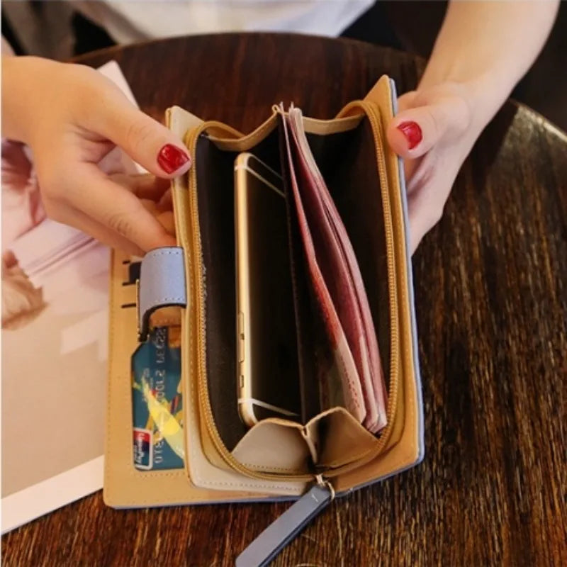Women Wallet PU Leather Purse Female Long Wallet Gold