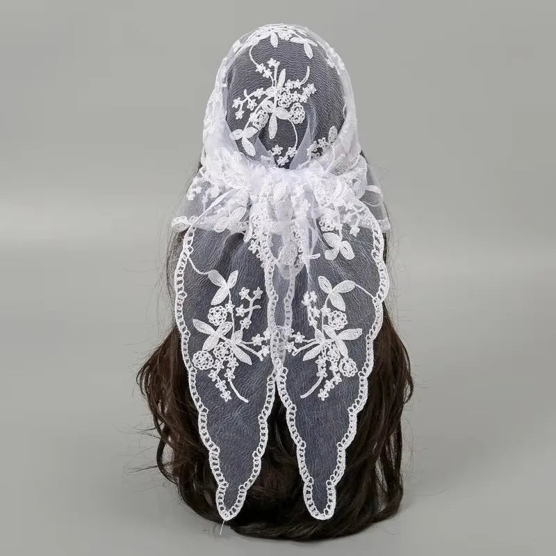 Fashion Ins Lace Hair Scarf Women Retro Triangle hair Bands