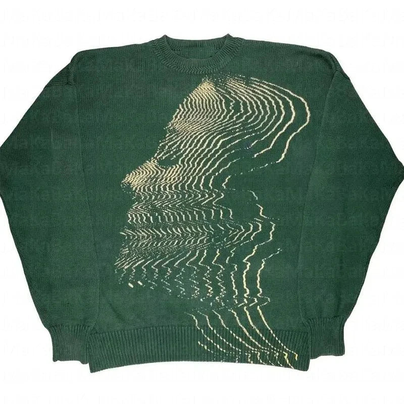 Knitted Sweater for Men and Women, Gothic Portrait Printed Pullover
