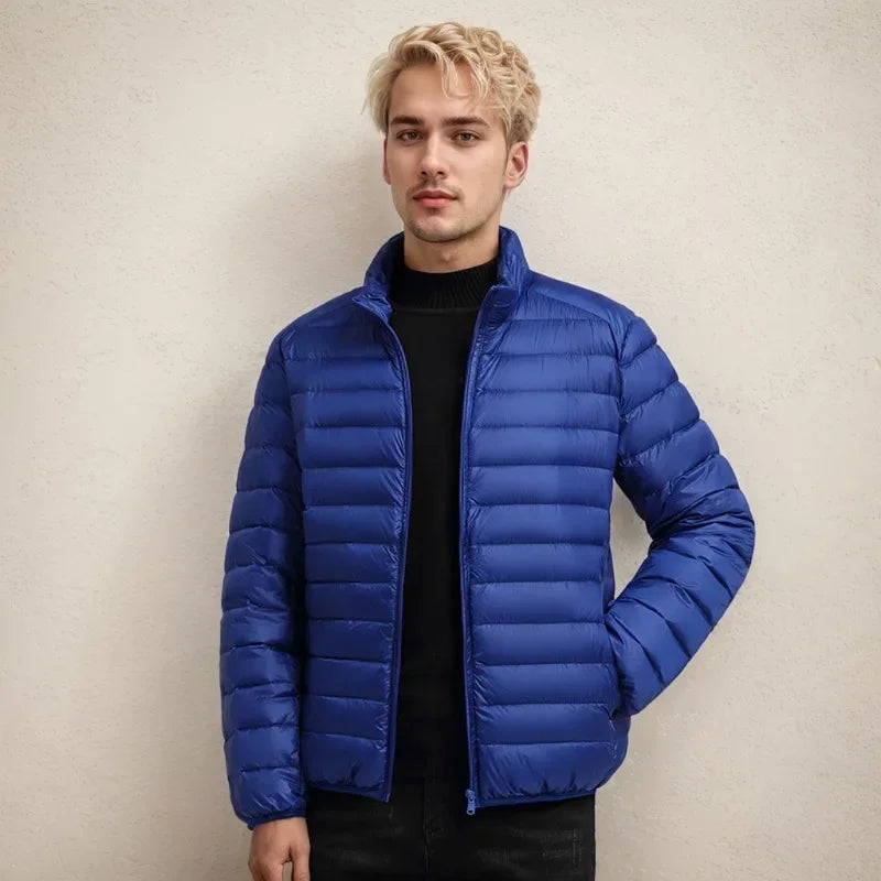 All-Season Puffer Jacket Men White Duck Down Portable Lightweight Jacket