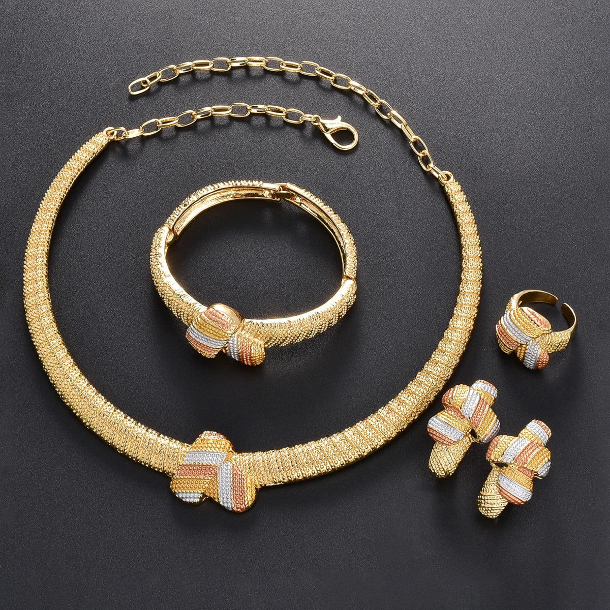 4pcs Women's Jewelry Set Colorful Bow Collar