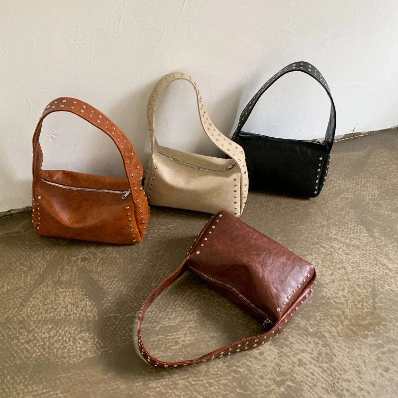 Crossbody Bags for Women Shoulder Bags Trendy Fashionable Rivet Large Capacity Tote Bag