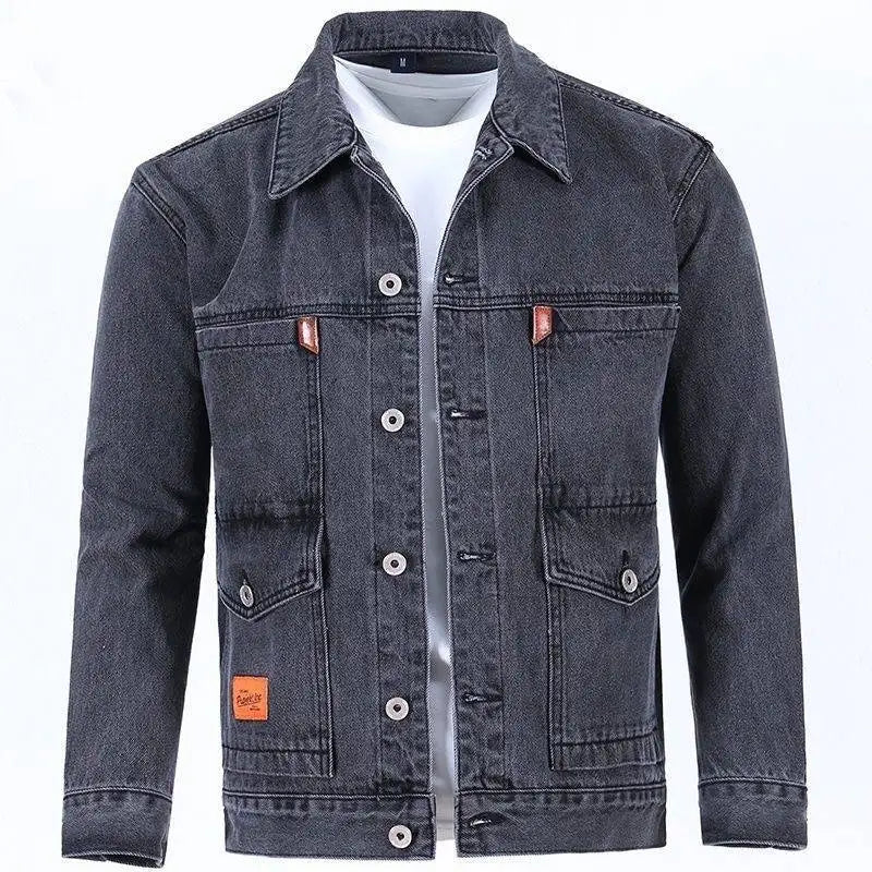 Men's Workwear Denim Jacket Versatile  Long Sleeve Button