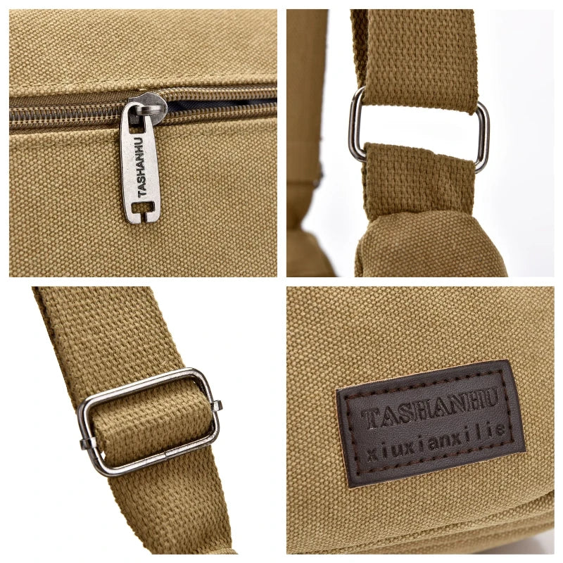 Men's Canvas Shoulder Bag Casual Travel Crossbody Bags