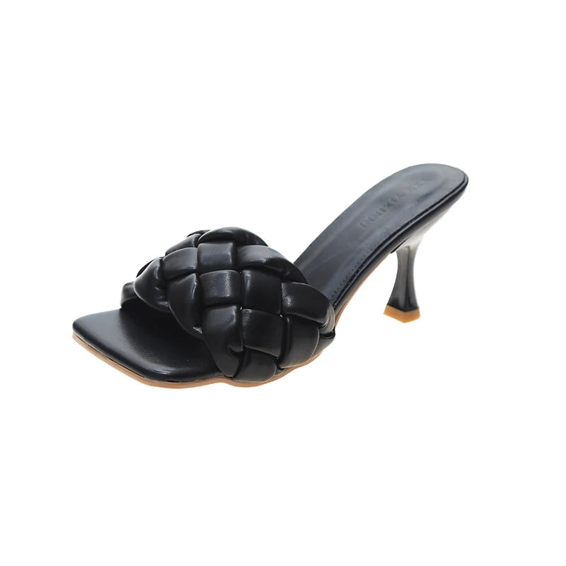 Women  Summer Slides High Quality Weave Open Toe Flat Casual Slipper