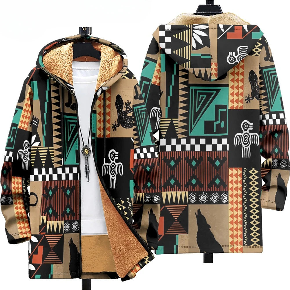 Men Cardigans Coats Retro Aztecs Printed