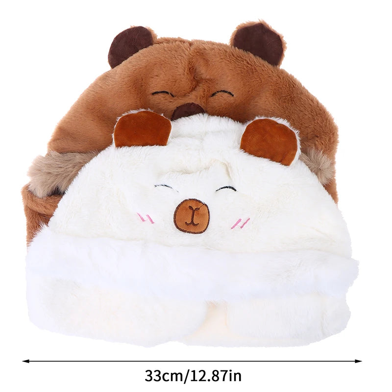 Capybara Hat Ear Protection Soft Furry Scarf