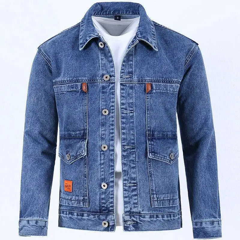 Men's Workwear Denim Jacket Versatile  Long Sleeve Button