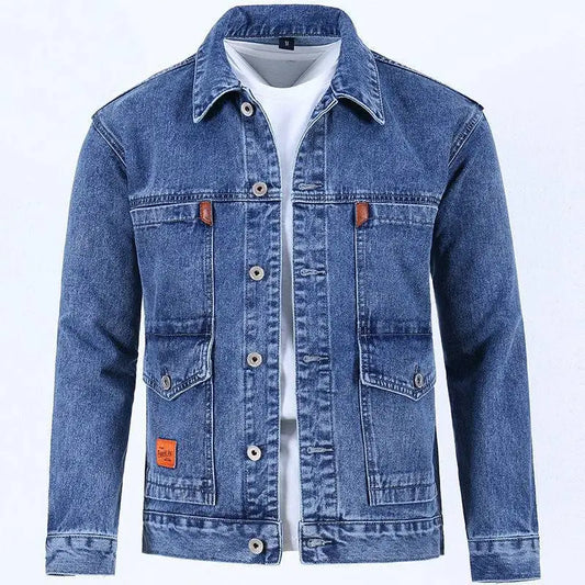 Men's Workwear Denim Jacket Versatile  Long Sleeve Button