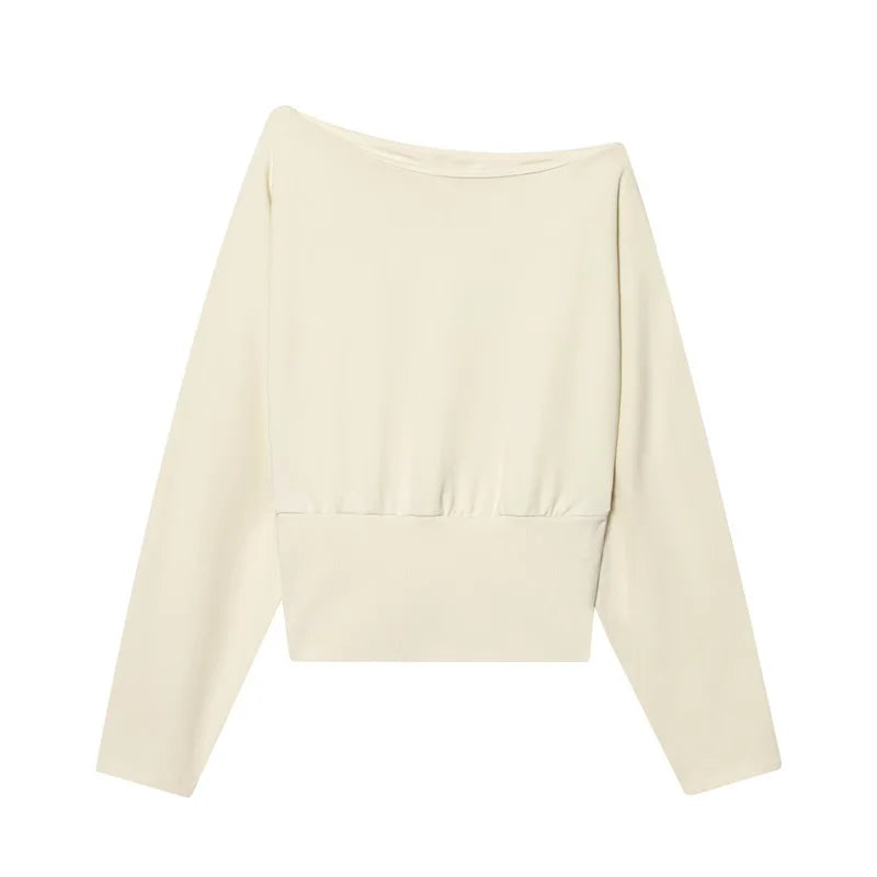 Women's Sweatshirt  Fashion Asymmetrical Off-Shoulder Solid Sweatshirt