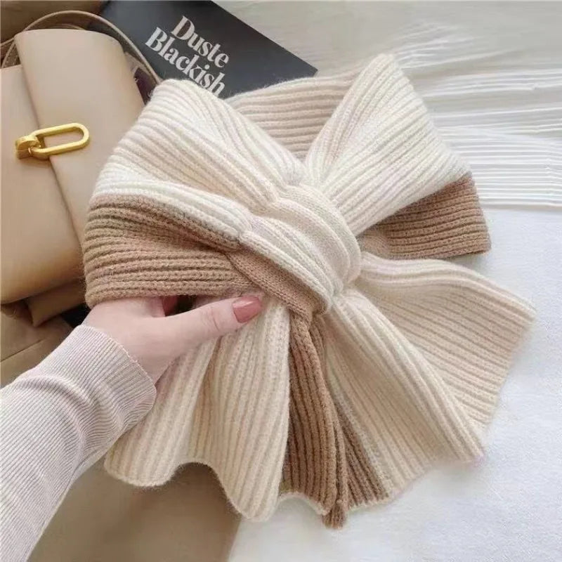 Girls'  short cross scarf knitted all-matching
