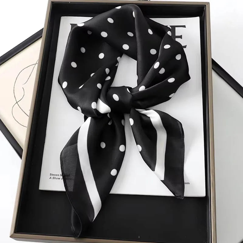 Luxury Lady Hair Dot Scarf  Silk Square Scarves