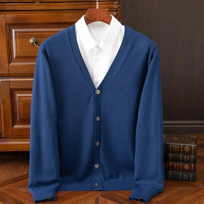 Cashmere Sweater Men's Clothing V-Neck Cardigan Knit