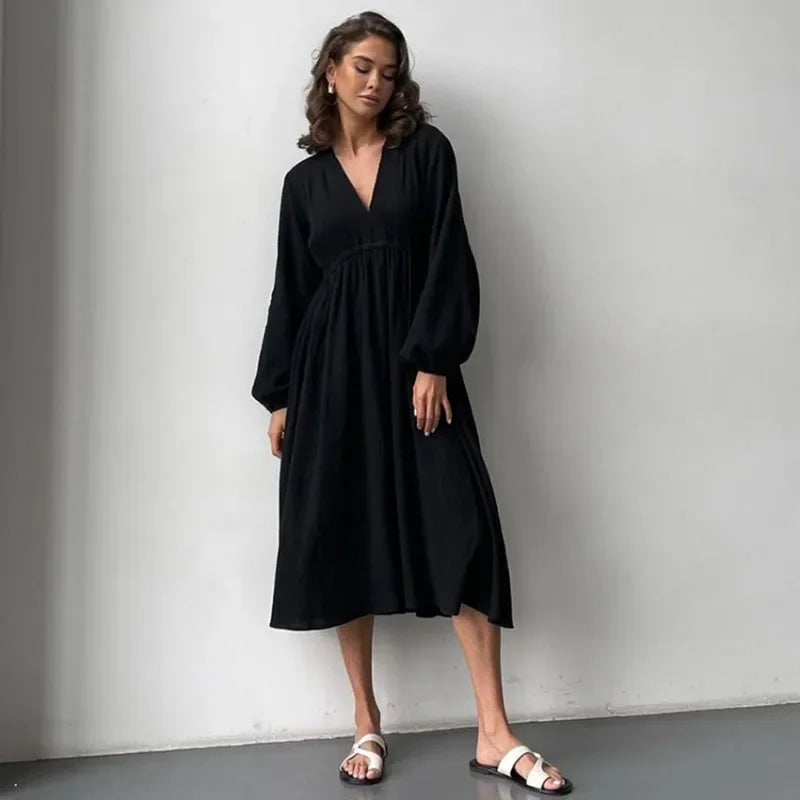 Muslin Long Sleeve V-neck Casual  Robes