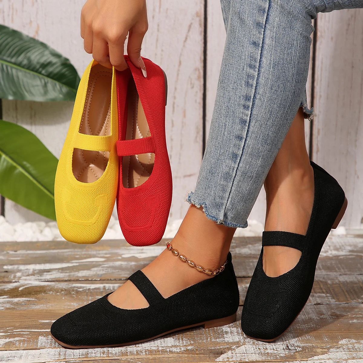 Women Flats Summer Trend Knitted Flat Shoes